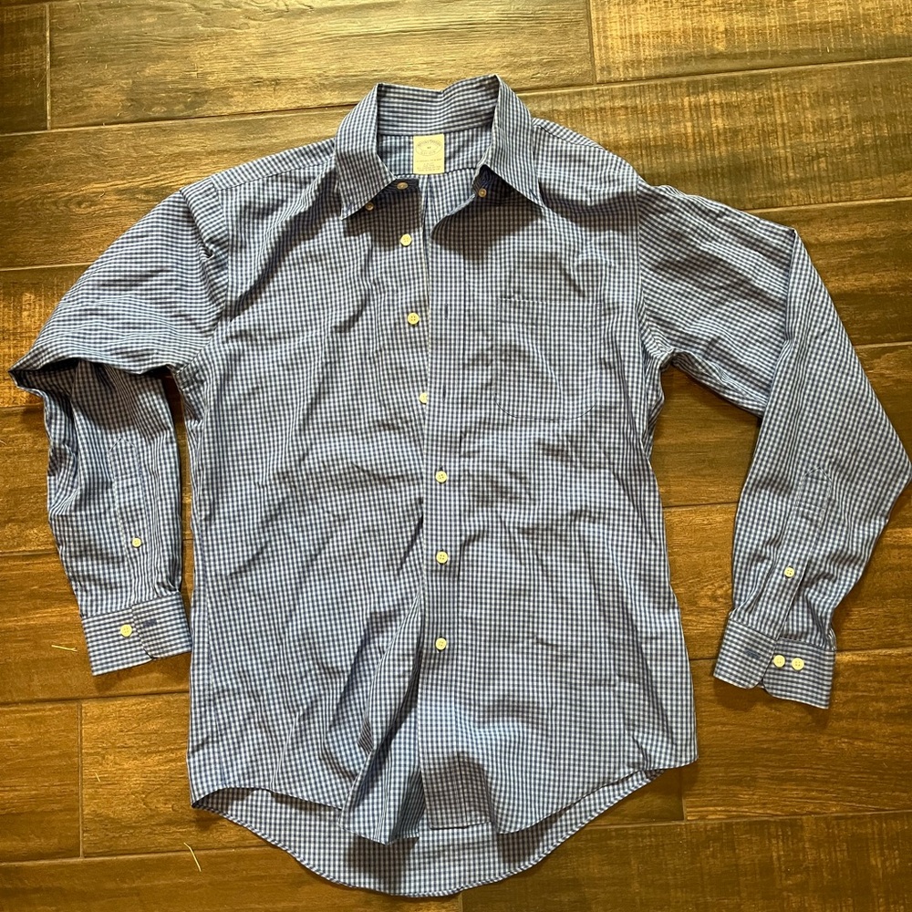 Brooks Brothers Navy Checkered Dress Shirt